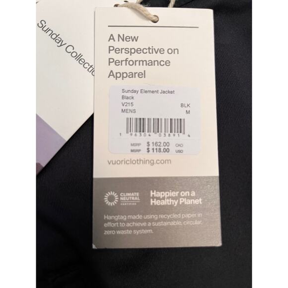 VUORI Sunday Element Jacket Men's SZ M in Classic Black NWT - Picture 6 of 9